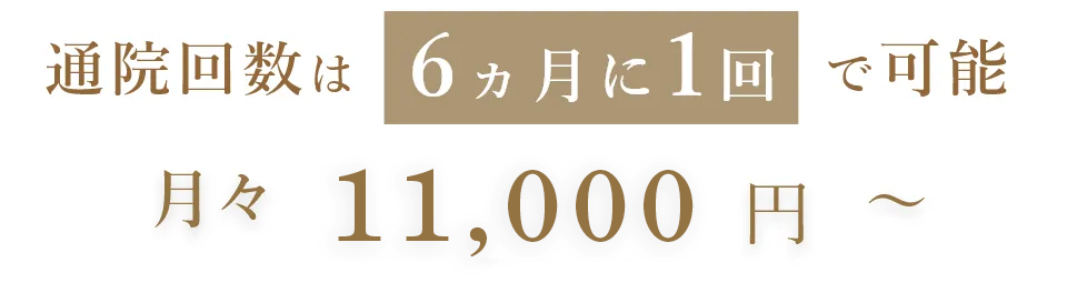 6ヵ月~1年に1度の通院で治療可能月々10,800円～